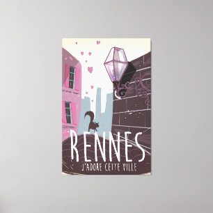 Rennes Frankrike-stadens reseaffisch Canvastryck