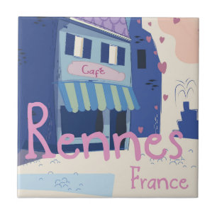Rennes Frankrike vintage tecknad Kakelplatta