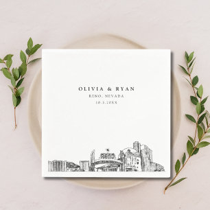 Reno Arch Skyline Bröllop Pappra Cocktail Napkin Pappersservett