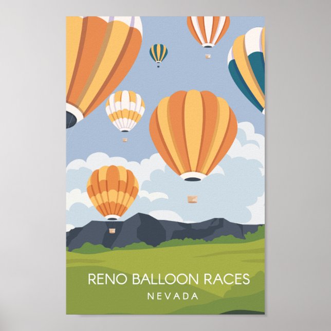 Reno Balloon Tävling Nevada Travel Ställe Illustra Poster (Framsidan)