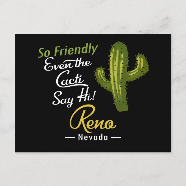 Reno Cactus Funny Retro Vykort (Framsida)