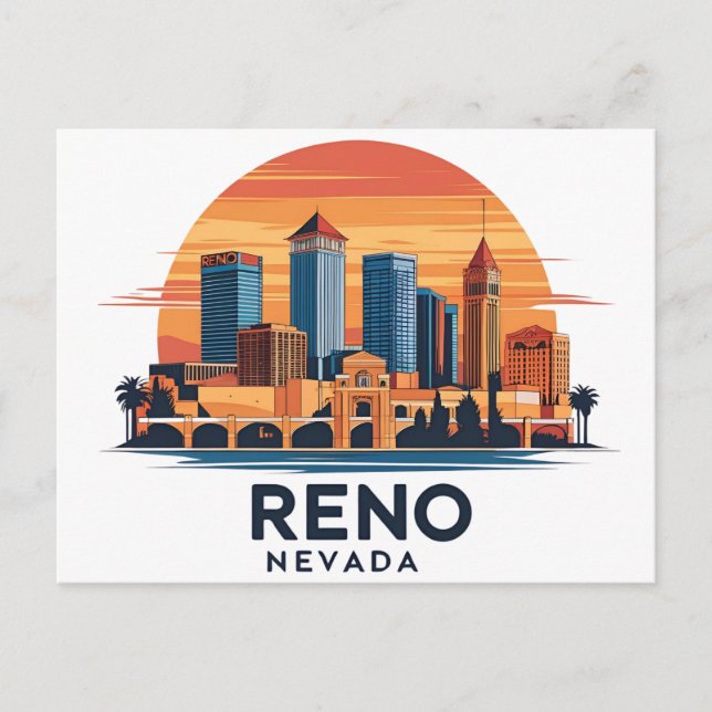 Reno City Nevada stadsbild Vykort (Framsida)