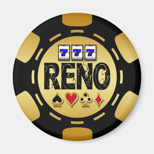RENO GULD OCH BLACK POKER CHIP MAGNET (Framsidan)