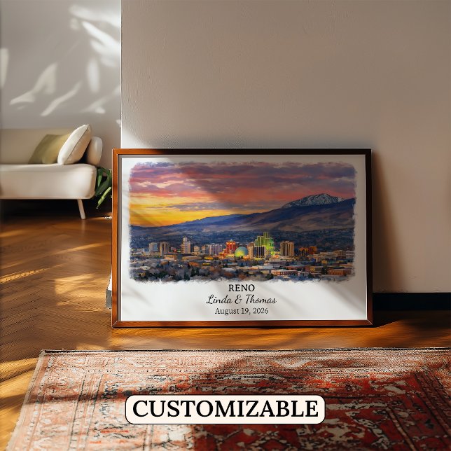Reno Nevada Affisch, Akvarell, Anpassad Poster (Skapare uppladdad)
