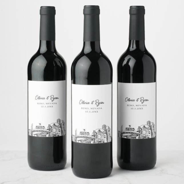 Reno Nevada Bröllop Personlig Vin etikett (Flaskor)