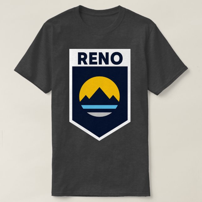 Reno Nevada City Flagga Emblem T Shirt (Design framsida)
