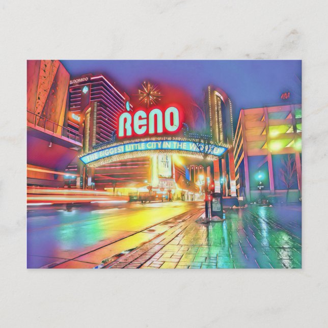 Reno Nevada Colorful Virginia Street Vykort (Framsida)
