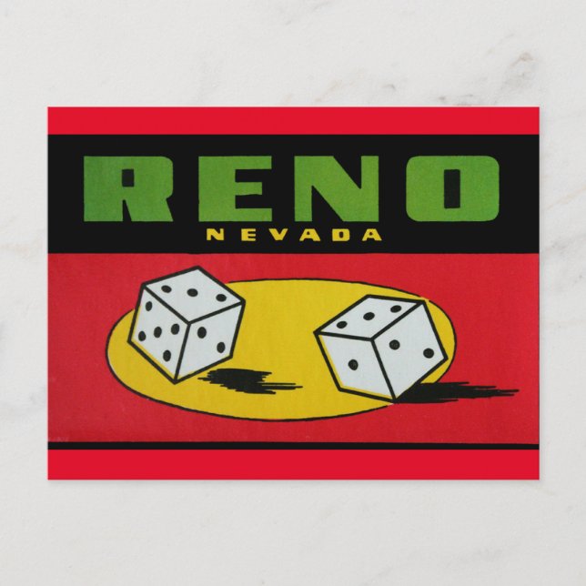 Reno Nevada Dice vintage resor vykort (Framsida)