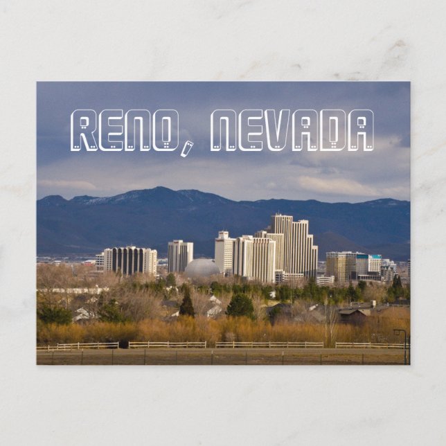 Reno Nevada Downtown Skyline Postcard Vykort (Framsida)