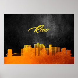 Reno Nevada Guld Skyline Poster