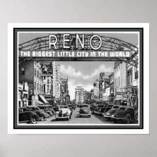 Reno Nevada i vintagen 1940 Poster