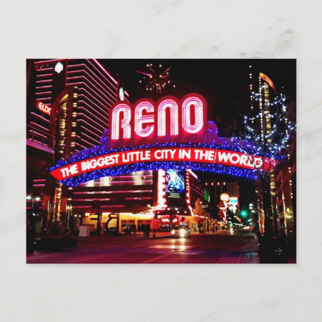 Reno, Nevada natt vykort (Framsida)