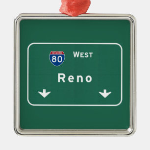 Reno Nevada nv Interstate huvudvägmotorväg: Julgransprydnad Metall