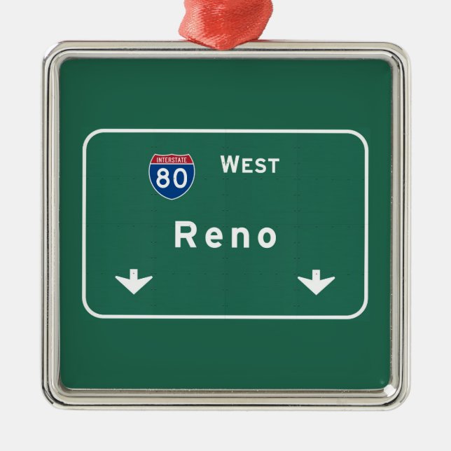 Reno Nevada nv Interstate huvudvägmotorväg: Julgransprydnad Metall (Framsidan)