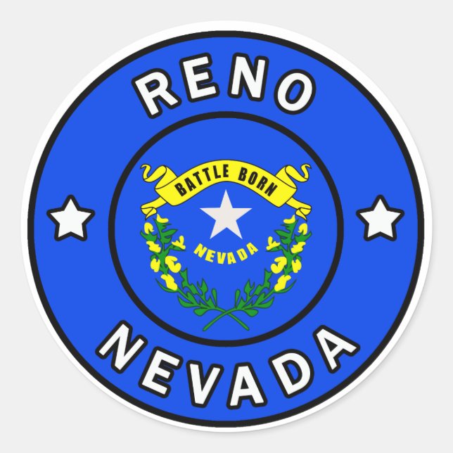 Reno Nevada Runt Klistermärke (Framsida)