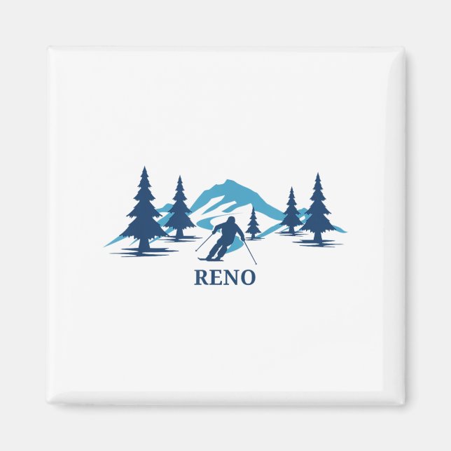 Reno Nevada Ski Resort Skiing Skier _1 Magnet (Framsidan)