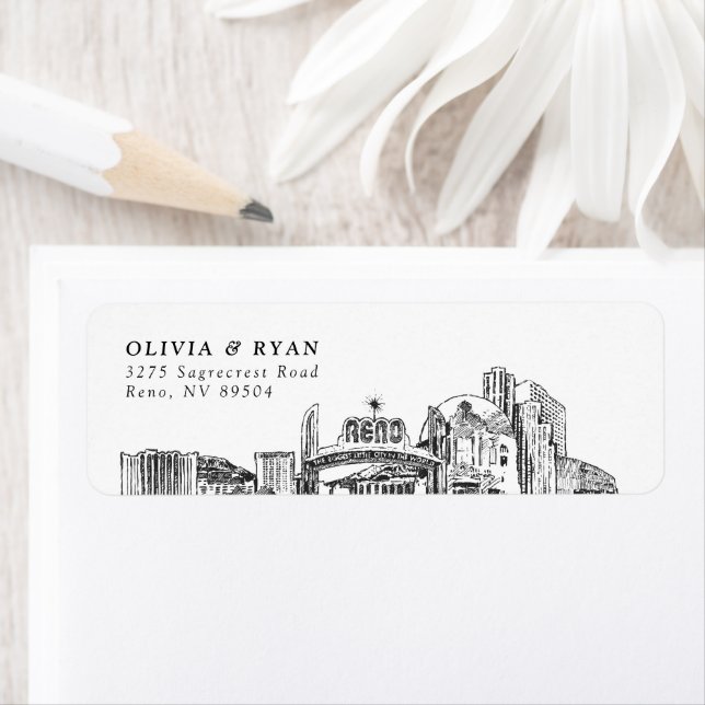 Reno Nevada Skyline Returetiketters Returadress Etikett (Insitu)