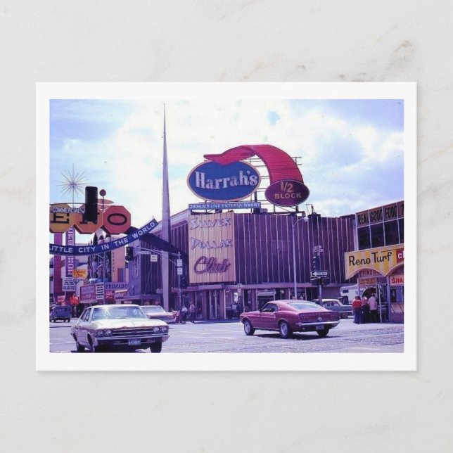 Reno Nevada Street Scene på 1970-talet Vykort (Framsida)