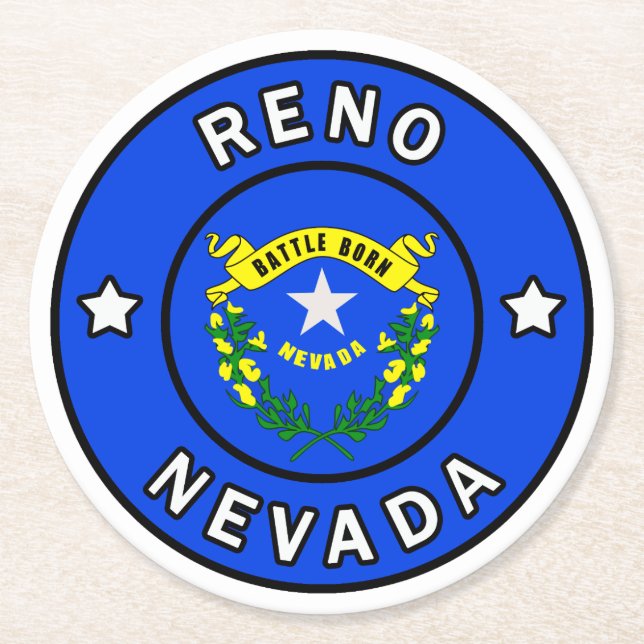 Reno Nevada Underlägg Papper Rund (Framsidan)
