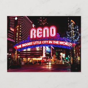 Reno, Nevada vid nattvykort Vykort