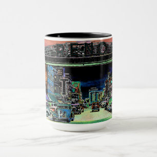 RENO NEVADA VINTAGE COLORFUL WATERCOLOR ART MUGG