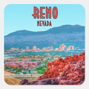 Reno Nevada Vintage i centrala staden Fyrkantigt Klistermärke