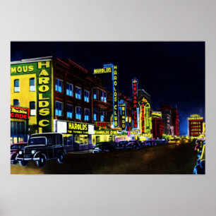 Reno Nevada Virginia Street på natten Poster