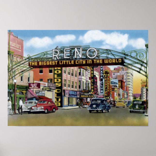 Reno Nevada Virginia Street Poster (Framsidan)