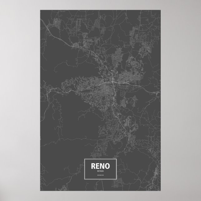 Reno, Nevada (vit på svart) Poster (Framsidan)