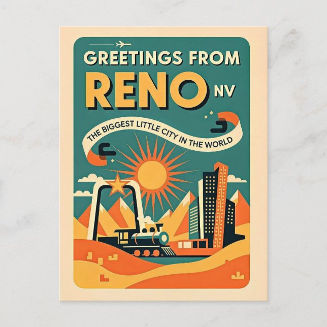Reno NV Retro Art   Vykort (Framsida)