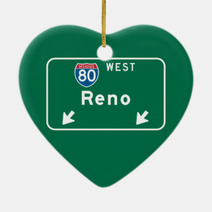 Reno NV-vägmärke Julgransprydnad Keramik