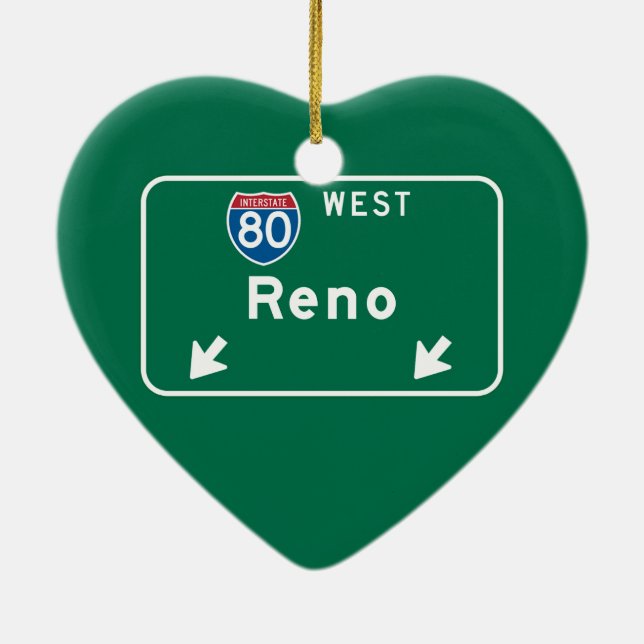 Reno NV-vägmärke Julgransprydnad Keramik (Baksidan)