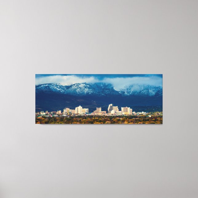 Reno Skyline Fall och Snö Pano på Canvas (Framsida)