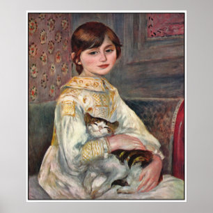 Renoir affischtryck: Mlle. Julie Manet med katten Poster