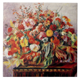 Renoir - Basket of Flowers Kakelplatta