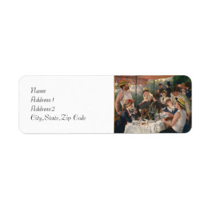 Renoir citerar "Boating Party" Returadress Etikett