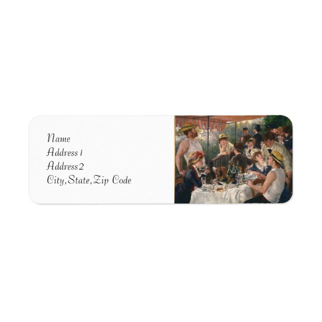 Renoir citerar "Boating Party" Returadress Etikett (Framsidan)