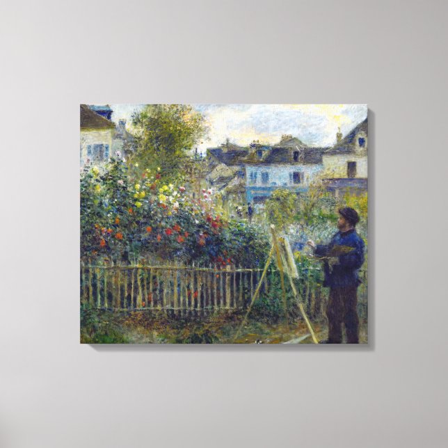 Renoir - Claude Monet målar i sin trädgård Canvastryck (Framsida)