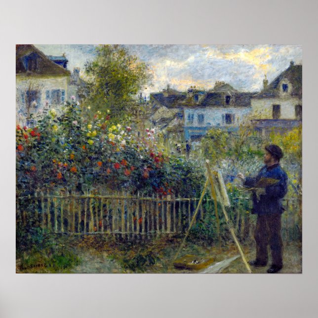 Renoir - Claude Monet målar i sin trädgård Poster (Framsidan)