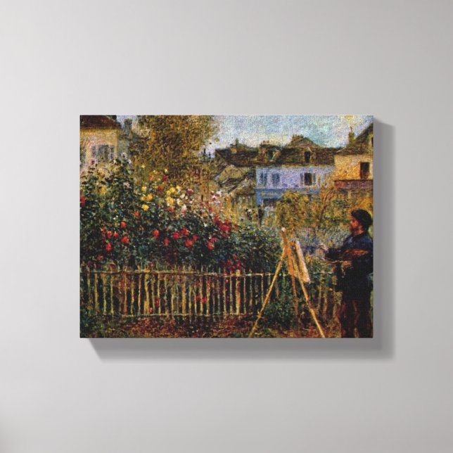 Renoir Claude Monet Painting i sin trädgård på Arg Canvastryck (Framsida)