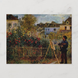 Renoir Claude Monet Painting i sin trädgård på Arg Vykort