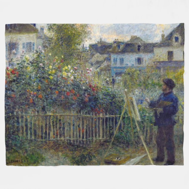 Renoir - Claude Monet Painting in his Garden Fleecefilt (Framsidan (Horisontell))