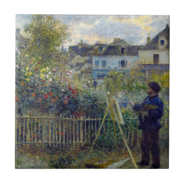 Renoir - Claude Monet Painting in his Garden Kakelplatta (Framsidan)