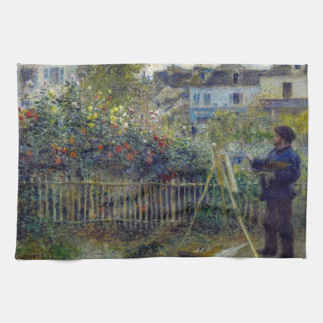 Renoir - Claude Monet Painting in his Garden Kökshandduk (Horisontell)