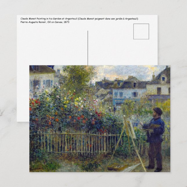 Renoir - Claude Monet Painting in his Garden Vykort (Fram/baksida)