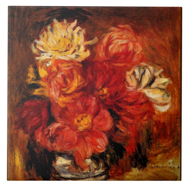Renoir - Dahlias, fine art painting, Kakelplatta (Framsidan)