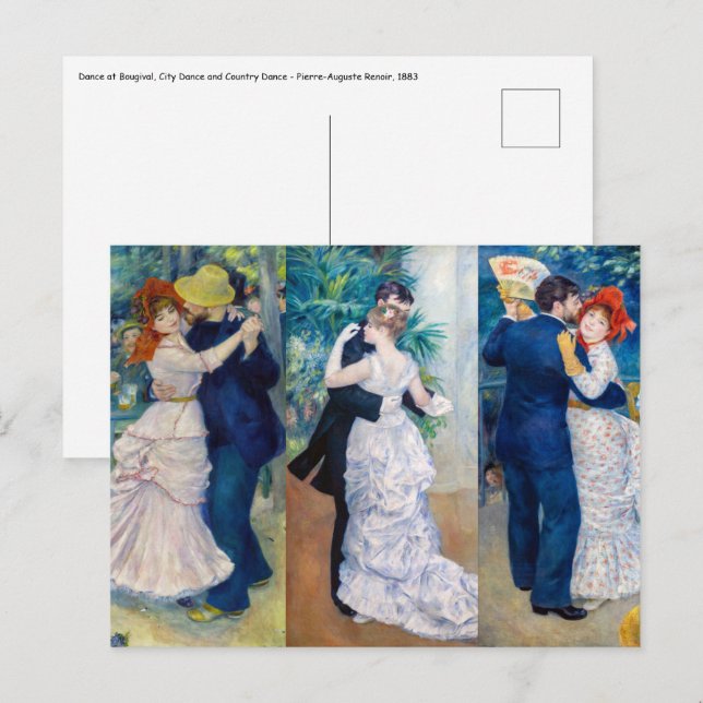 Renoir - Dance serie: Bougival, City & Land Vykort (Fram/baksida)