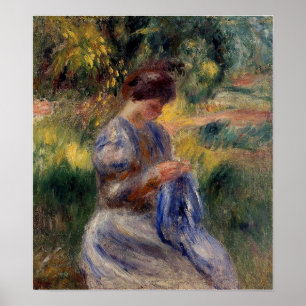 Renoir - Embroderer (kvinnor i en trädgård) Poster