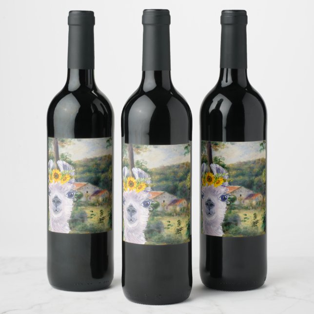 Renoir Environs of Briey och Finare Llama Vinflaska Etikett (Flaskor)