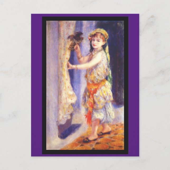 Renoir, flicka med fågel. vykort (Framsida)